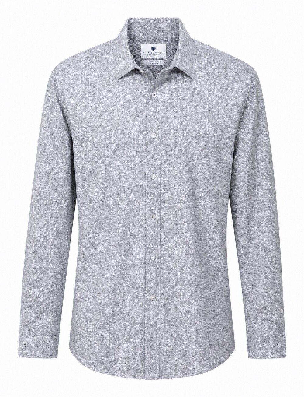 Ryan Seacrest Men’s Long Sleeve Slim Fit Stretch Non Iron Cotton Button Up Grey